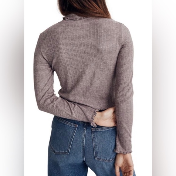 Madewell Cropped Long-Sleeve Turtleneck Tee Chocolate Raisin Size L - Picture 6 of 6